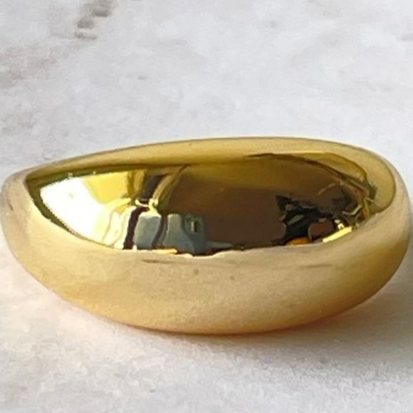 Size 9 Womens‎ Gold Plated Retro Smooth Surface Dome Unisex Finger Ring Jewelry - Picture 10 of 13